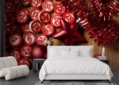 christmas bingo numbers flat style Wall mural