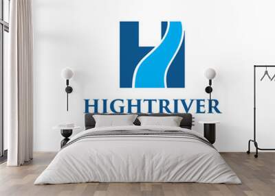 Letter H And River Logo Template Wall mural