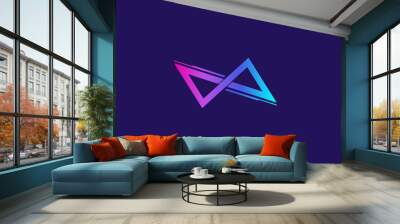 Sharp infinity symbol logo icon in neon glow cyberpunk style graphics Wall mural