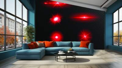 Set of red Light effects, spotlights, flash, stars and particles for your design. Eps 10 vector illustration. Wall mural