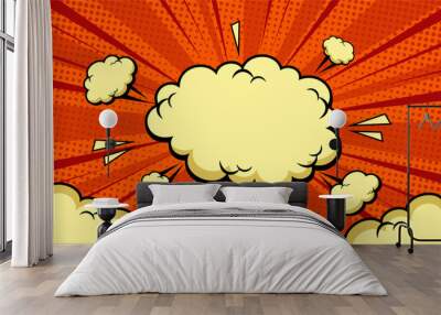 Comics boom backgrounds. Bang design. Hand drawn vector illustration Wall mural