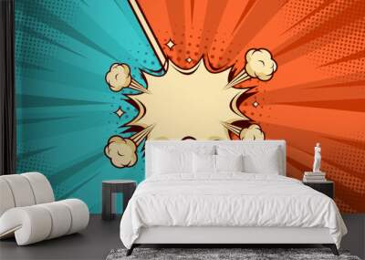 Versus comic frame. Vs comics book clash frames on halftone stripes background vector template. Wall mural