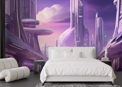 Generative AI. Rebellion in a retro-futuristic cityscape T-shirt Design
 Wall mural