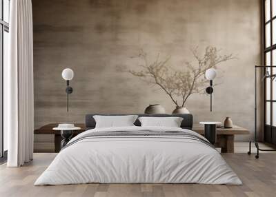 Wabi sabi japanese style rustic neutral interior Wall mural