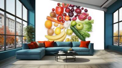 Color circle made of vegetables and fruits Wall mural