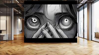 Dark anime manga style illustration Wall mural