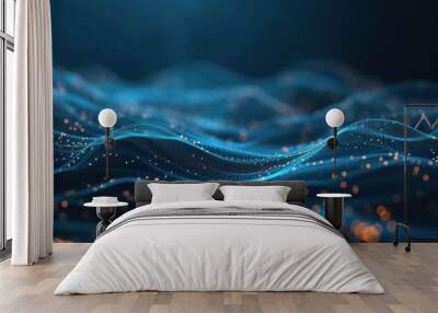 data technology concept. Digital abstract design wide banner shape Wall mural