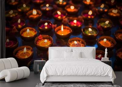 Diwali lights celebration background, hindu festival, india, diya lamp Wall mural