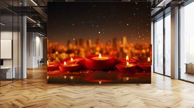 Diwali lights celebration background, hindu festival, india, diya lamp Wall mural