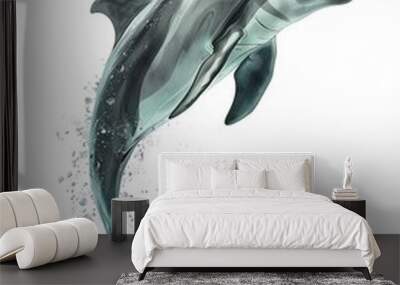 Dolphin in the water illustration, Beautiful, summer vibe, beach, ocean, sea, fish, background Wall mural