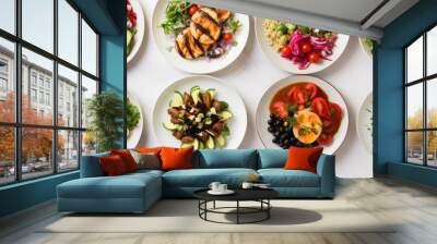 Healthy fitness food vriations. Fresh vegetables, raw ingredients. Healthy food concept, diet fo weight loss Wall mural