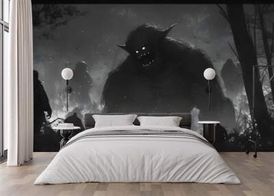 Horror Anime Manga style background design art Wall mural