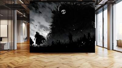 Horror Anime Manga style wallpaper background design art Wall mural