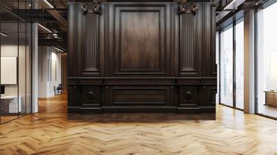 Luxurious Classic Wooden Wall Panels Background Texture - Elegant Interior Wood Panels in a Premium Cabinet Style Wall mural