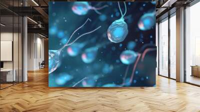 Sperms assesses test. DNA fragmentation sperm closing in on egg. Wall mural