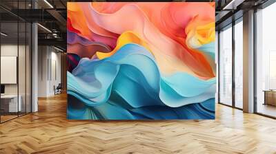 Waves of colors that look like they're captured mid-crash, preserving their energy forever flat lay. Wall mural