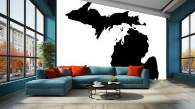 High detailed vector map - Michigan. Wall mural