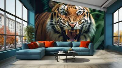 A beautiful tiger portrait in a jungle Wall mural