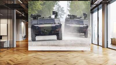 german light armoured reconnaissance vehicle drives on a road Wall mural