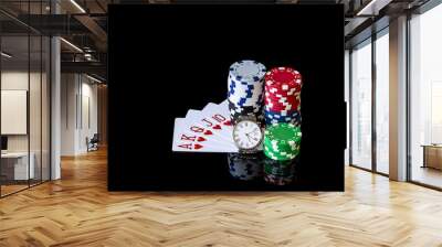 Playing cards with chips to play poker and  watch Wall mural