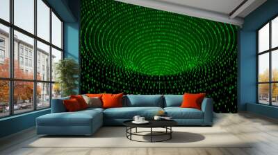 Deep data vortex. Funnel with binary data matrix, digital tunnel and internet portal vector abstract illustration Wall mural