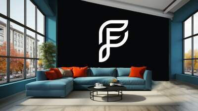 FP logo letter design on luxury background. PF logo monogram initials letter concept. FP icon logo design. PF elegant and Professional letter icon design on black background. F P PF FP Wall mural