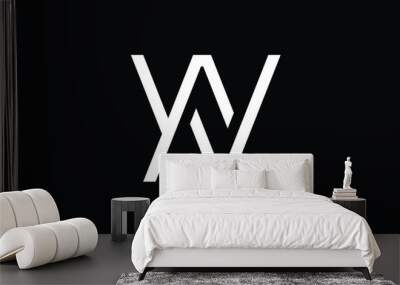 Minimal Innovative Initial WN logo and NW logo. Letter W N NW WN creative elegant Monogram. Premium Business logo icon. White color on black background Wall mural