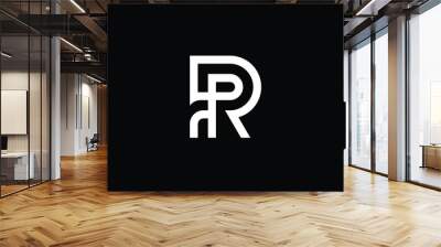 RP logo letter design on luxury background. PR logo monogram initials letter concept. RP icon logo design. PR elegant and Professional letter icon design on black background. R P PR RP Wall mural