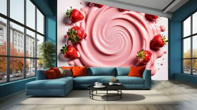 strawberry and milk splash Wall mural