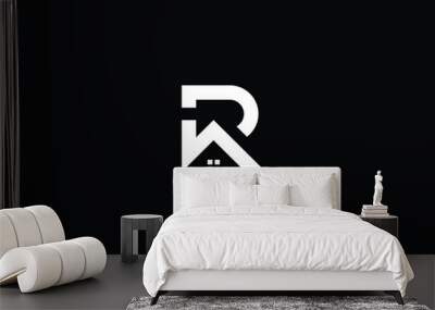 Logo design of R P in vector for construction, home, real estate, building, property. Minimal awesome trendy professional logo design template on black background. Wall mural