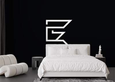 Minimal elegant monogram art logo. Outstanding professional trendy awesome artistic E EE EC CE initial based Alphabet icon logo. Premium Business logo White color on black background Wall mural