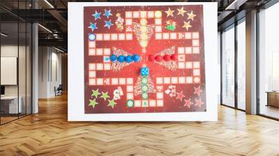 Social game.Blue and red figure.Blue dice and figure Wall mural