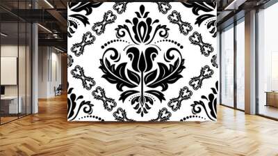 Classic seamless pattern. Damask orient black and white ornament. Classic vintage background. Orient ornament for fabric, wallpaper and packaging Wall mural