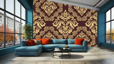 Classic seamless pattern. Damask orient ornament. Classic vintage background. Golden ornament for fabric, wallpaper and packaging Wall mural