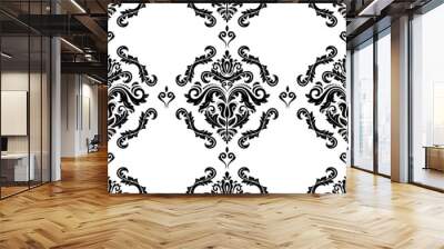 Classic seamless pattern. Damask orient ornament. Classic vintage black and white background. Orient ornament for fabric, wallpaper and packaging Wall mural