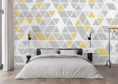 Geometric vector pattern with gray and golden triangles. Geometric modern ornament. Seamless abstract background Wall mural