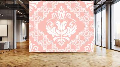 Orient vector classic pattern. Seamless abstract background with vintage pink and white elements. Orient pattern. Ornament for wallpapers and packaging Wall mural