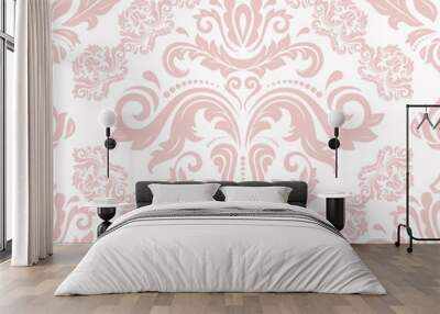 Seamless oriental pattern in the style of baroque. Traditional classic ornament. Light pink pattern Wall mural