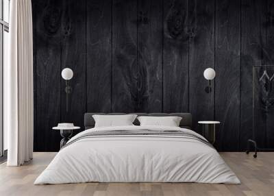 Noir elegance black wooden board background. Wood texture. Wall mural