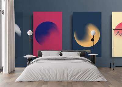 Abstract circle backgrounds set with modern abstract dark color gradient. Colourful gradient orbs round shapes collection for your design. Vector illustration. Wall mural