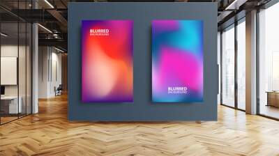 Blurred backgrounds set with modern abstract blurred color gradient patterns. Smooth templates collection for brochures, posters, banners, flyers and cards. Vector illustration. Wall mural