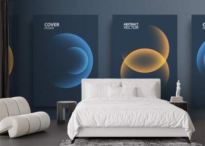 Cover templates set with vibrant gradient round shapes. Futuristic abstract backgrounds with planet sphere for your graphic design. Vector illustration. Wall mural