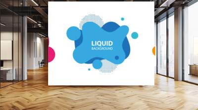 set of abstract modern liquid forms and shapes with circles and dotted patterns. fluid flat color de Wall mural