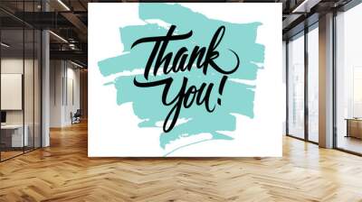 Thank You handwritten inscription with brush stroke. Hand drawn lettering. Thank You calligraphy. Vector illustration. Wall mural