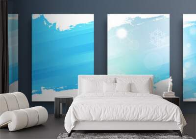 Winter backgrounds set with winter sun and brush strokes for your graphic design. Winter season collection. Vector illustration. Wall mural