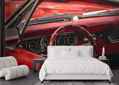 red retro car Interior close up Wall mural