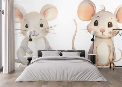 cute rat vector watercolor illustration Wall mural