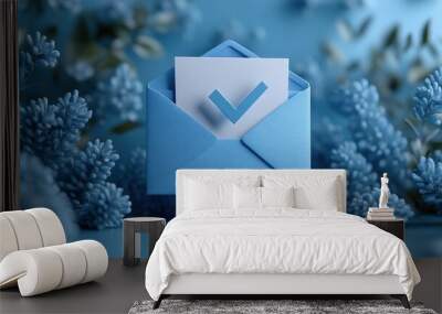 Blue Envelope with Checkmark Wall mural