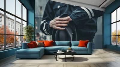 closeup ship captain holding waist Wall mural