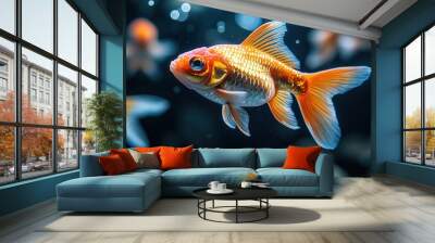 Goldfish Swimming in Aquarium Wall mural